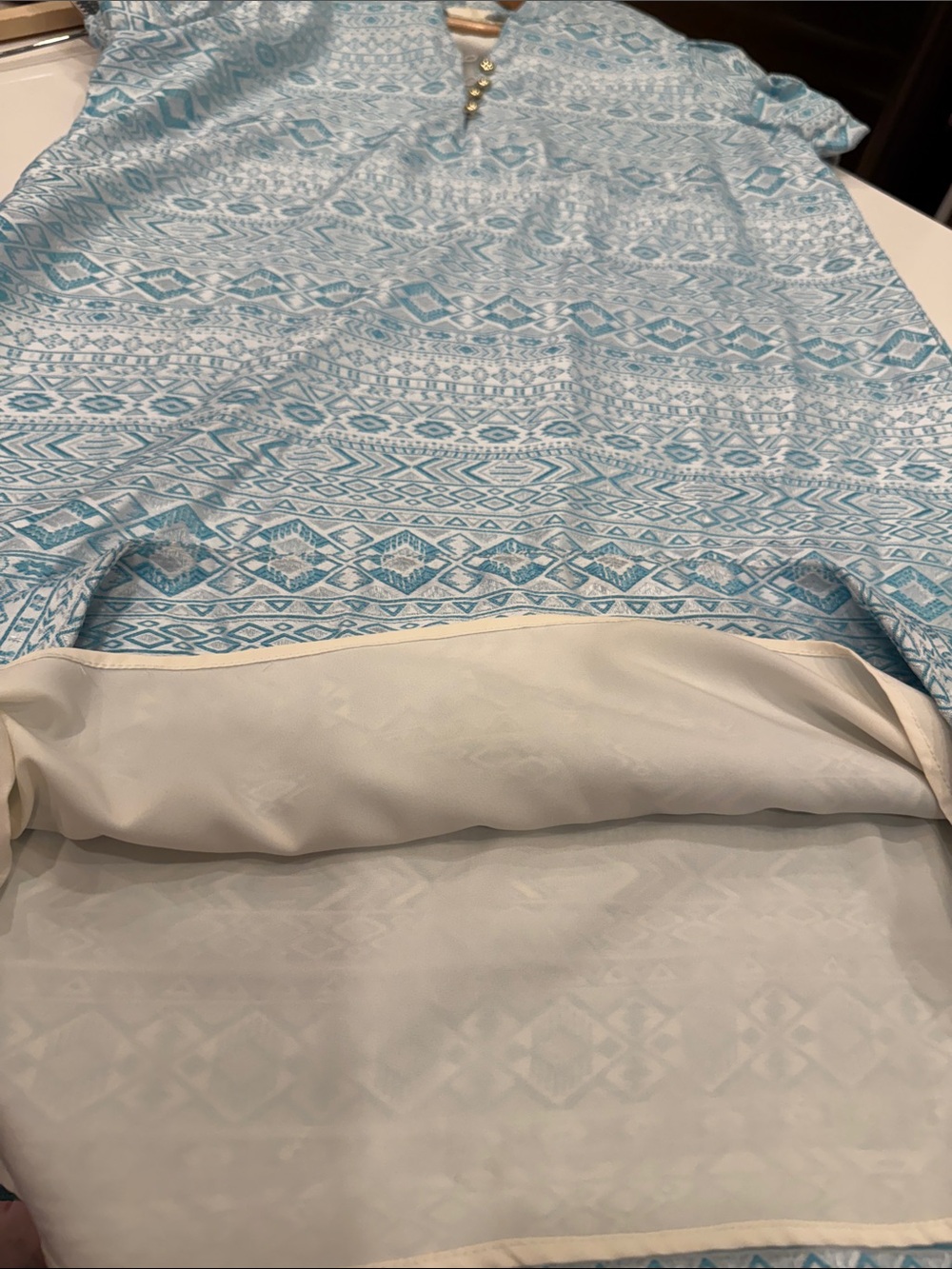 Sail to Sable Seafoam Patterned Puff-Sleeve Mini Dress - Picture 12 of 12